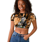 Rosa Parks Raglan Cropped T shirt Sepia Collage Design Civil Rights Icon I Believe There Is Only One Race Quote TS04