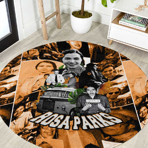 Rosa Parks Round Carpet Sepia Collage Design Civil Rights Icon I Believe There Is Only One Race Quote - African Pride