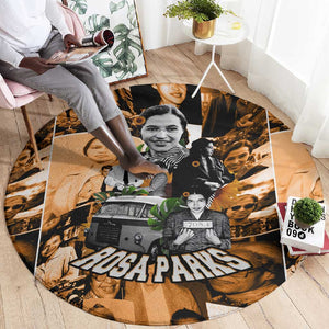 Rosa Parks Round Carpet Sepia Collage Design Civil Rights Icon I Believe There Is Only One Race Quote - African Pride
