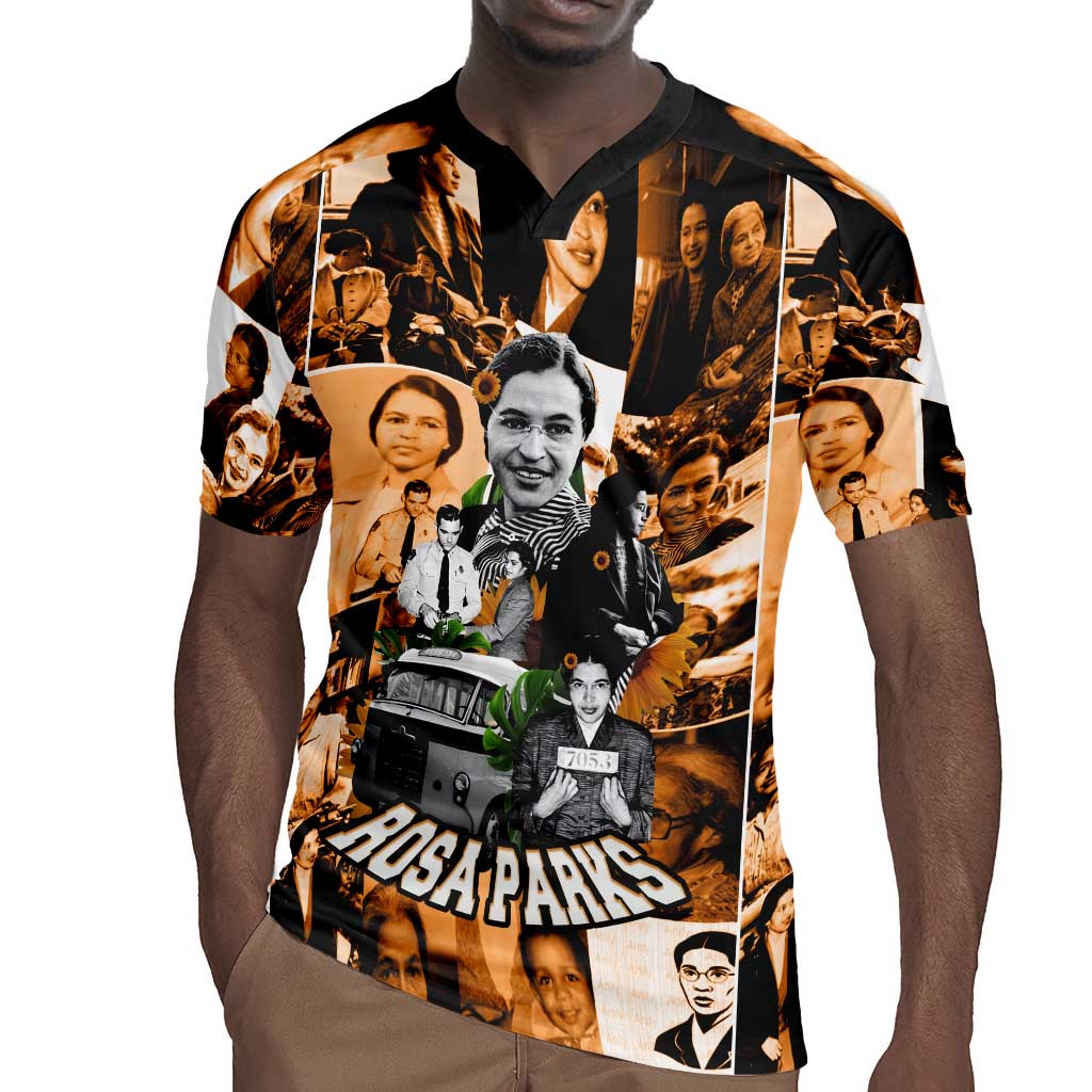 Rosa Parks Rugby Jersey Sepia Collage Design Civil Rights Icon I Believe There Is Only One Race Quote TS04