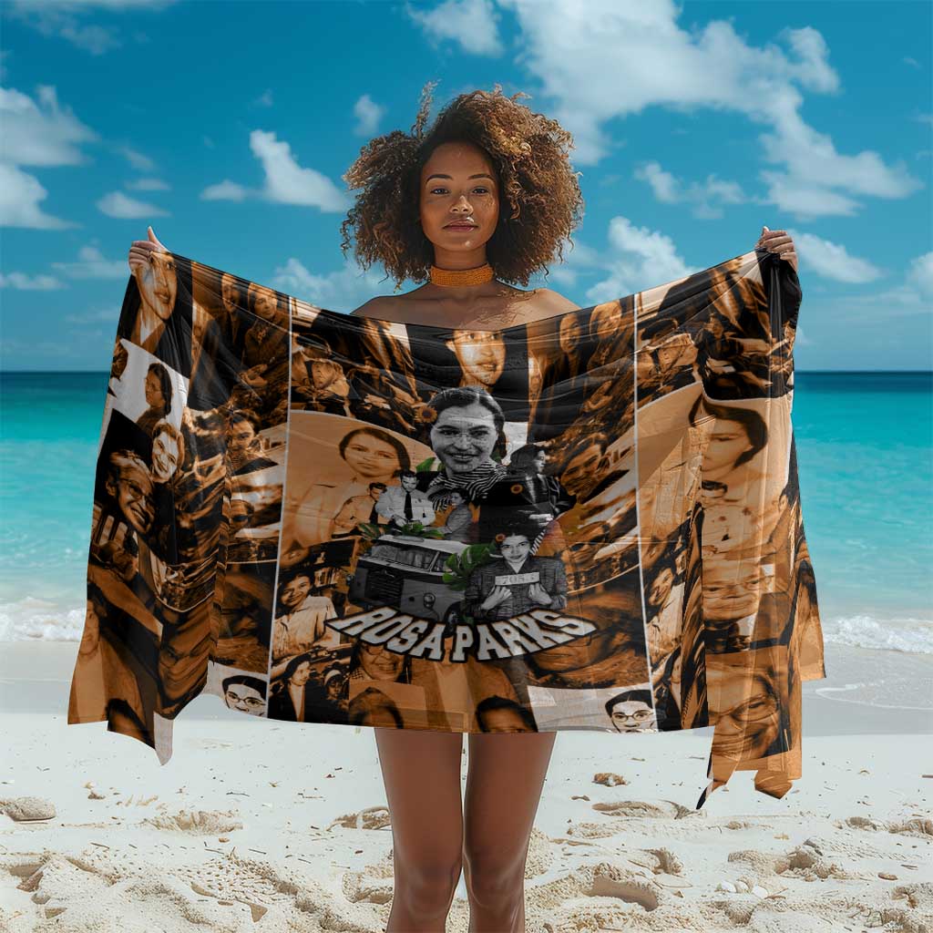 Rosa Parks Sarong Sepia Collage Design Civil Rights Icon I Believe There Is Only One Race Quote - African Pride