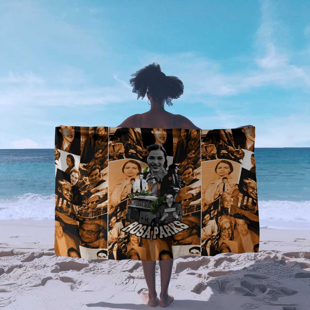 Rosa Parks Sarong Sepia Collage Design Civil Rights Icon I Believe There Is Only One Race Quote - African Pride