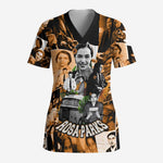 Rosa Parks Scrub Top Sepia Collage Design Civil Rights Icon I Believe There Is Only One Race Quote - African Pride