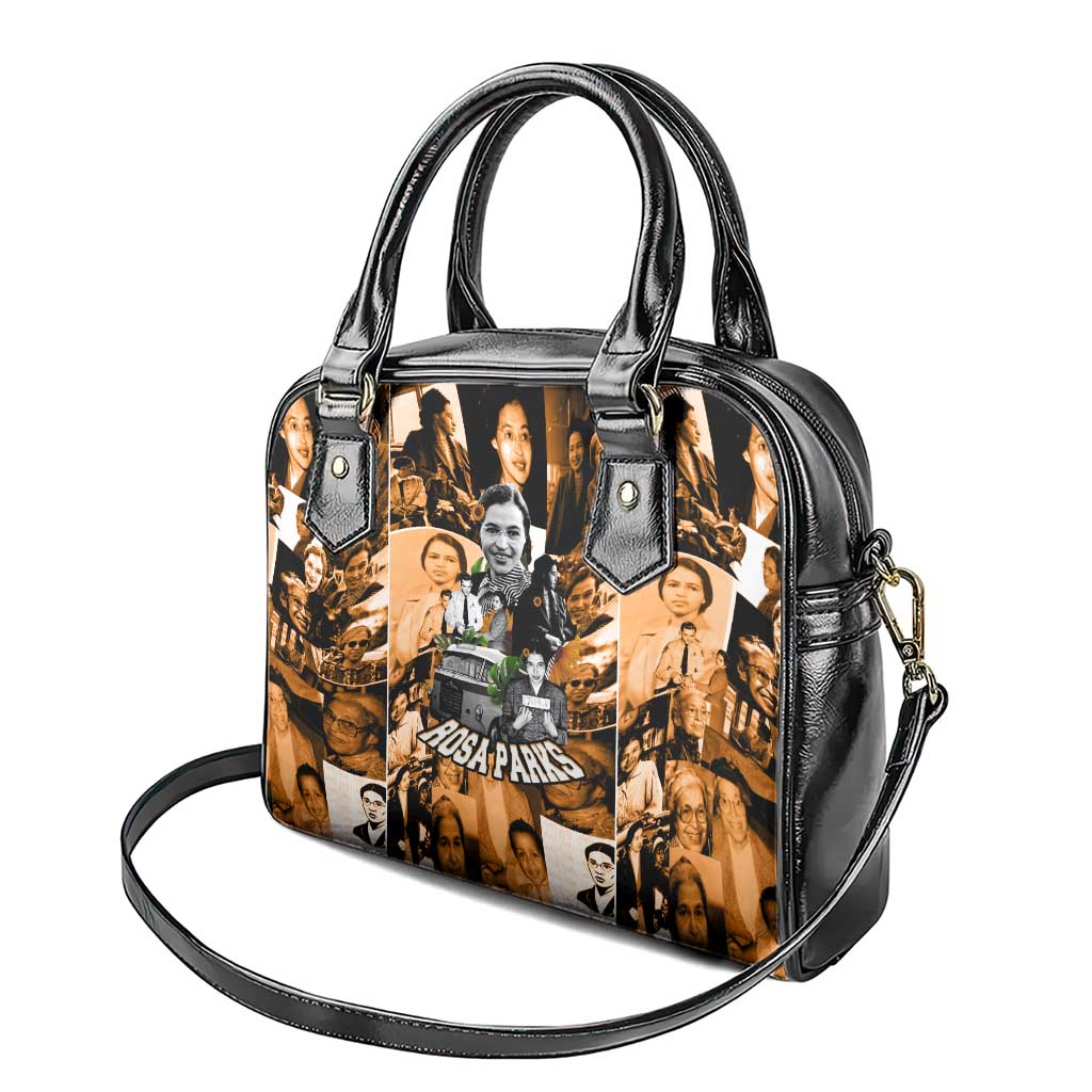 Rosa Parks Shoulder Handbag Sepia Collage Design Civil Rights Icon I Believe There Is Only One Race Quote - African Pride
