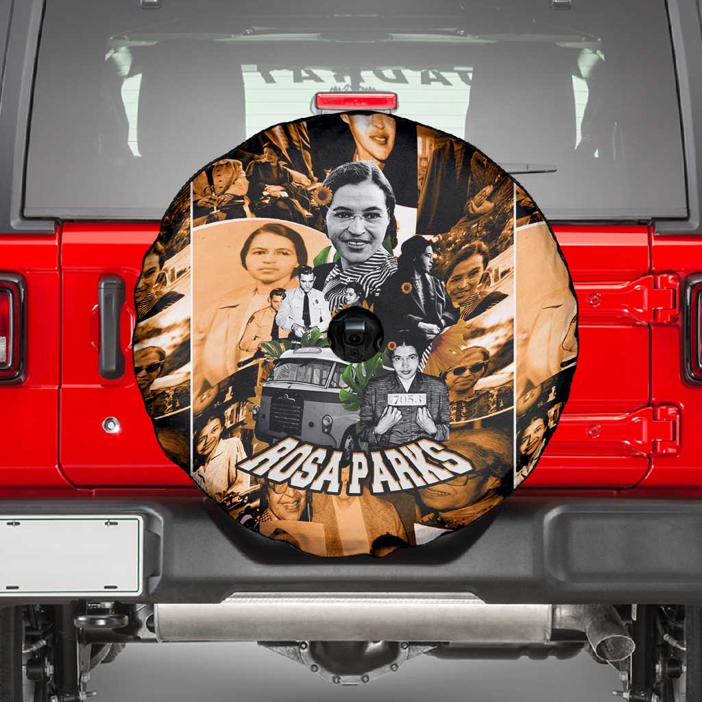 Rosa Parks Spare Tire Cover Sepia Collage Design Civil Rights Icon I Believe There Is Only One Race Quote - African Pride