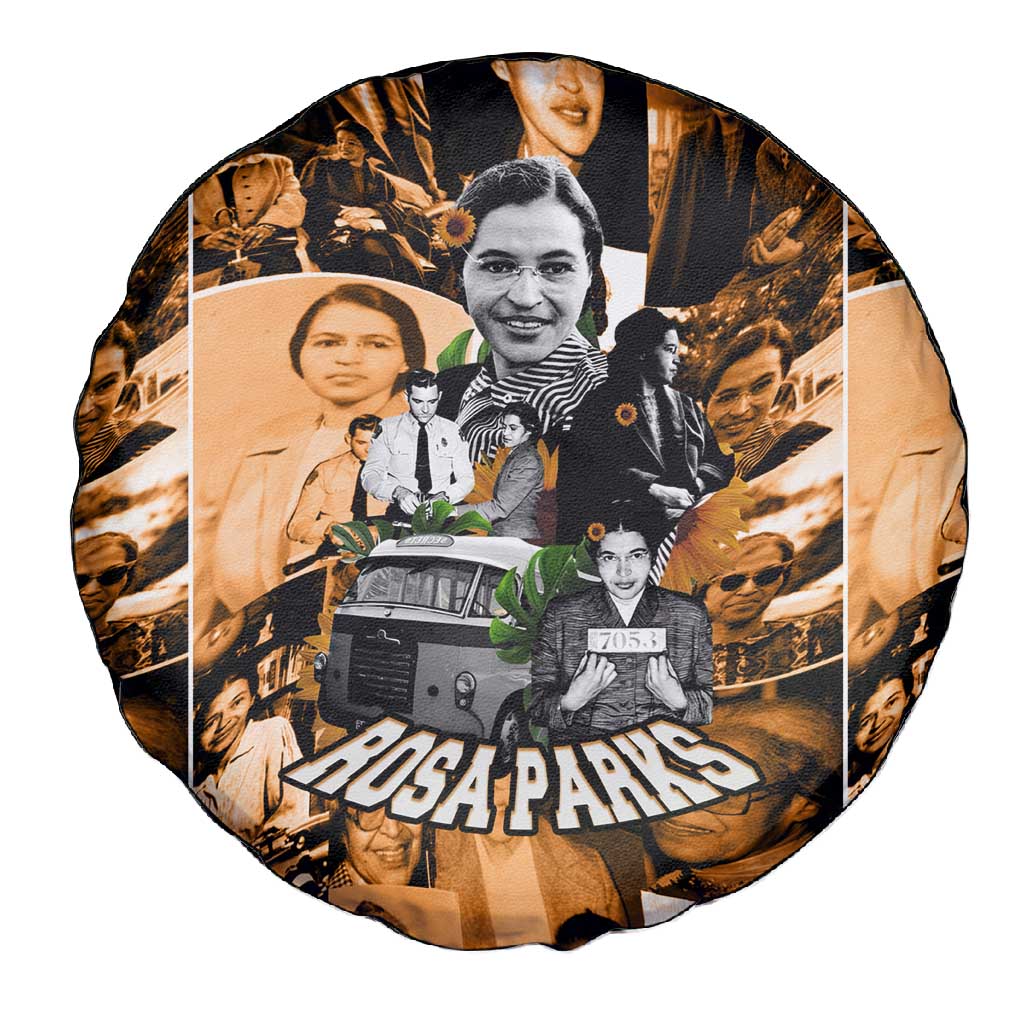 Rosa Parks Spare Tire Cover Sepia Collage Design Civil Rights Icon I Believe There Is Only One Race Quote - African Pride