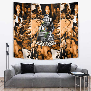 Rosa Parks Tapestry Sepia Collage Design Civil Rights Icon I Believe There Is Only One Race Quote - African Pride