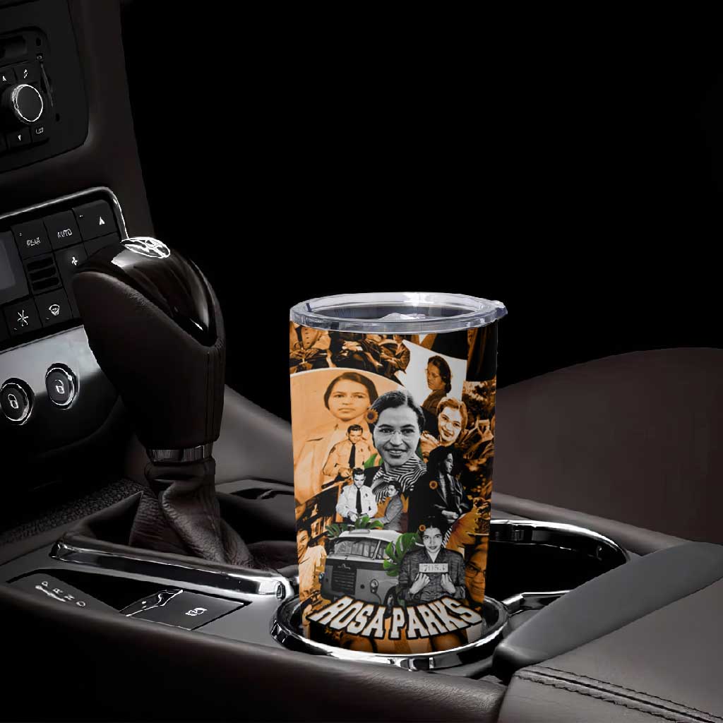 Rosa Parks Tumbler Cup Sepia Collage Design Civil Rights Icon I Believe There Is Only One Race Quote - African Pride