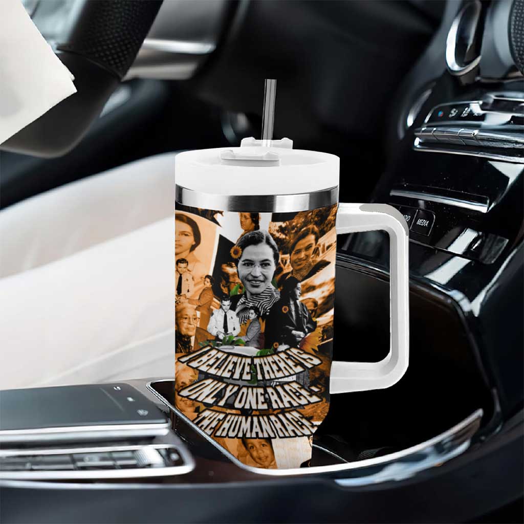 Rosa Parks Tumbler With Handle Sepia Collage Design Civil Rights Icon I Believe There Is Only One Race Quote - African Pride