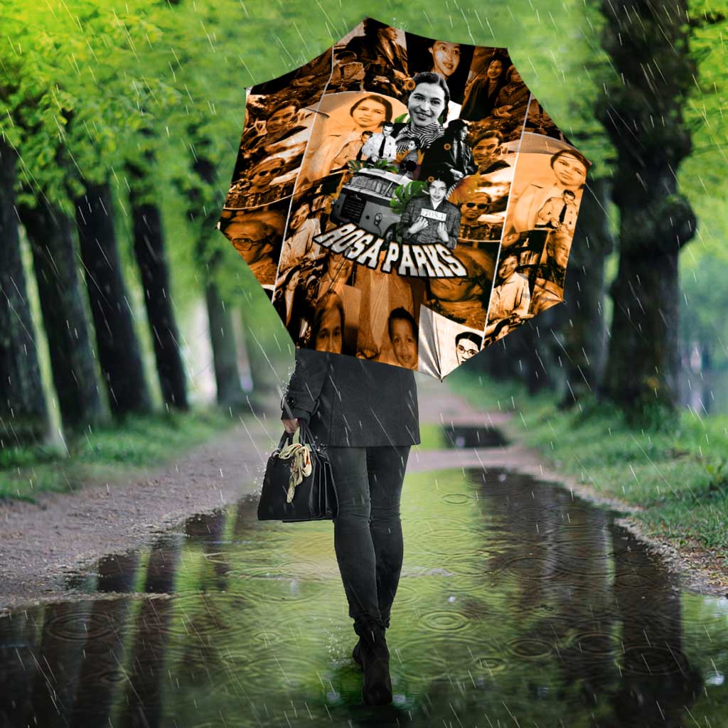 Rosa Parks Umbrella Sepia Collage Design Civil Rights Icon I Believe There Is Only One Race Quote - African Pride