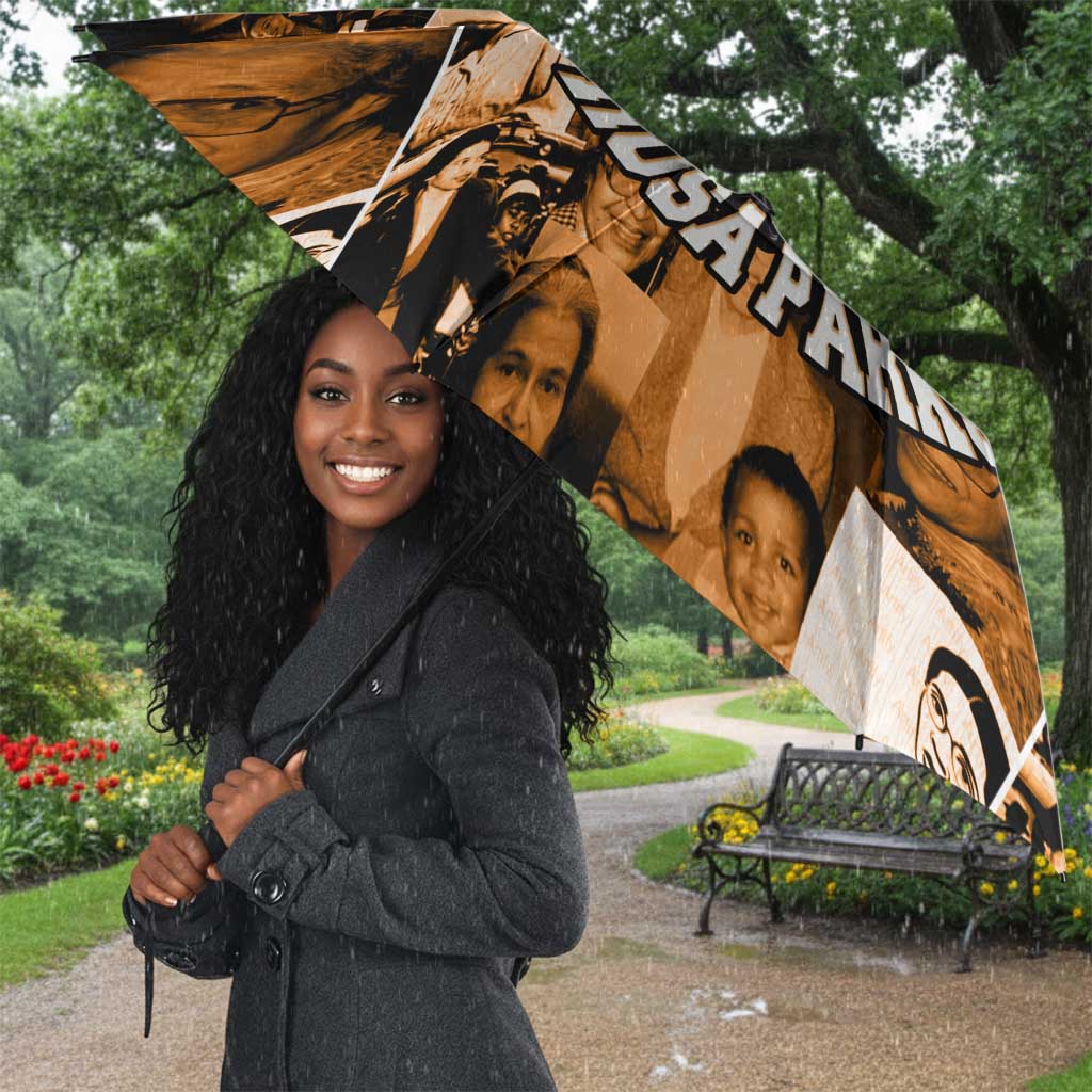 Rosa Parks Umbrella Sepia Collage Design Civil Rights Icon I Believe There Is Only One Race Quote - African Pride