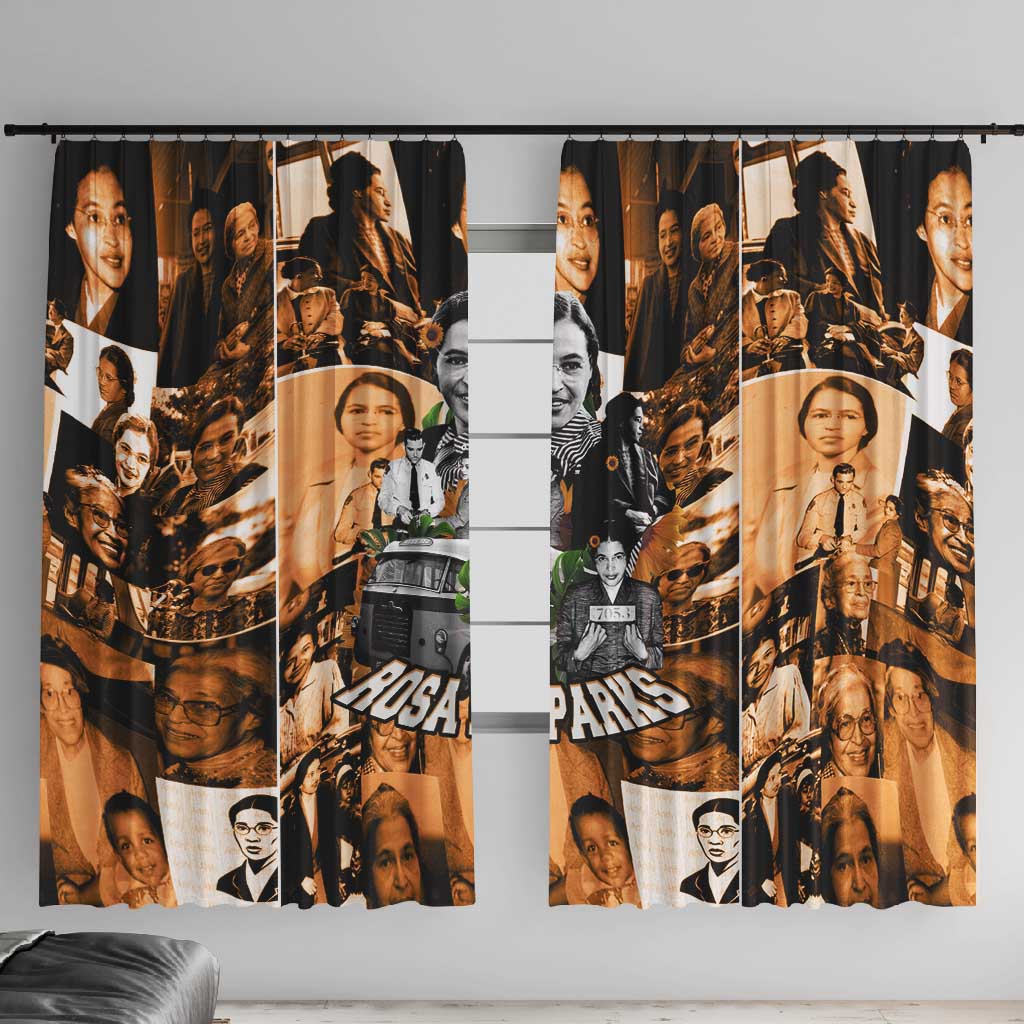 Rosa Parks Window Curtain Sepia Collage Design Civil Rights Icon I Believe There Is Only One Race Quote - African Pride