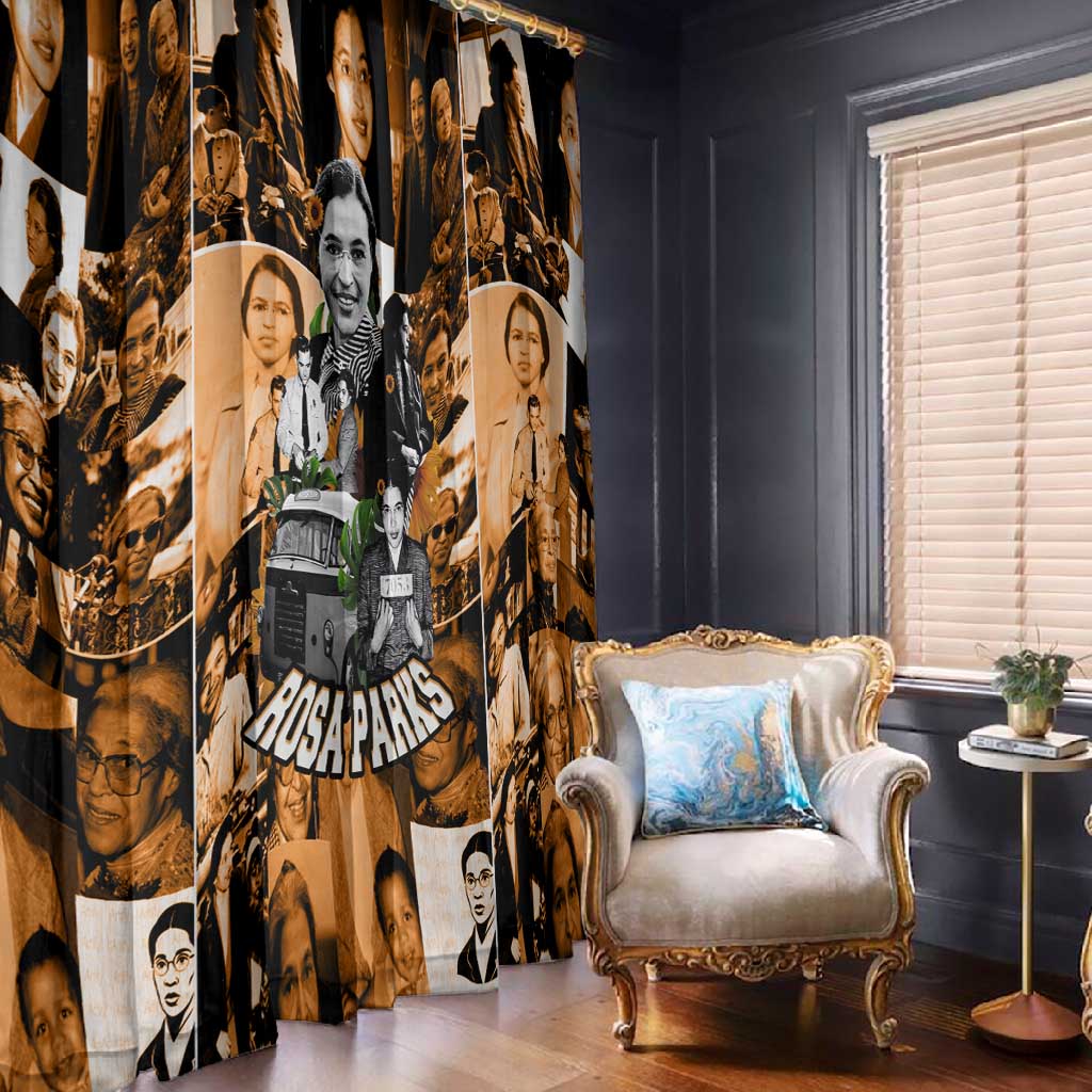 Rosa Parks Window Curtain Sepia Collage Design Civil Rights Icon I Believe There Is Only One Race Quote - African Pride