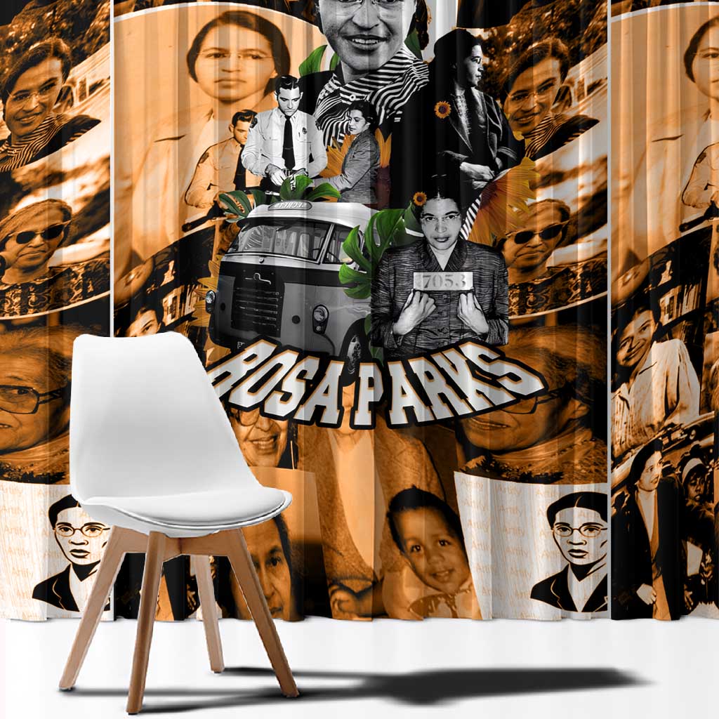 Rosa Parks Window Curtain Sepia Collage Design Civil Rights Icon I Believe There Is Only One Race Quote - African Pride