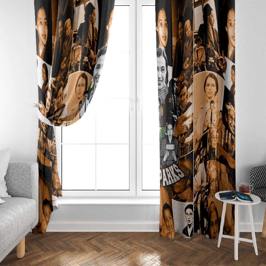 Rosa Parks Window Curtain Sepia Collage Design Civil Rights Icon I Believe There Is Only One Race Quote - African Pride
