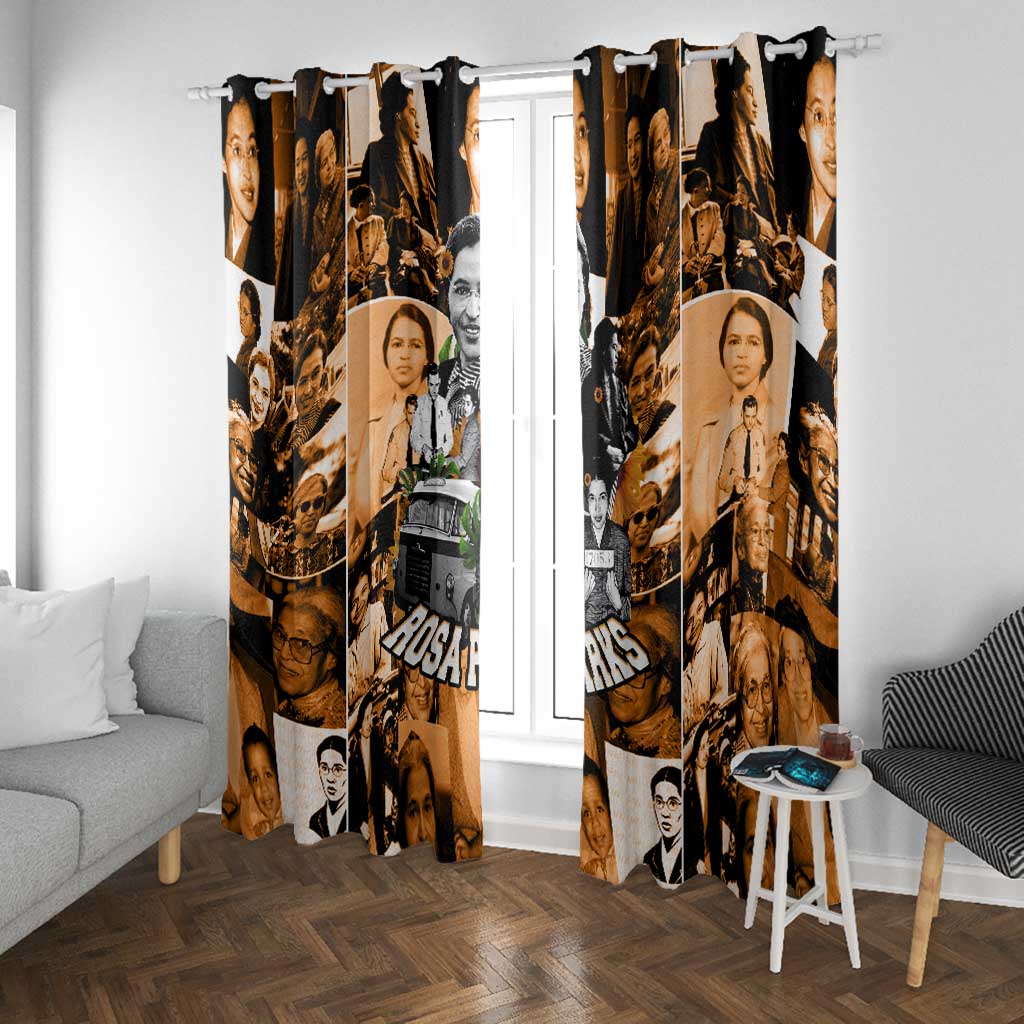 Rosa Parks Window Curtain Sepia Collage Design Civil Rights Icon I Believe There Is Only One Race Quote - African Pride