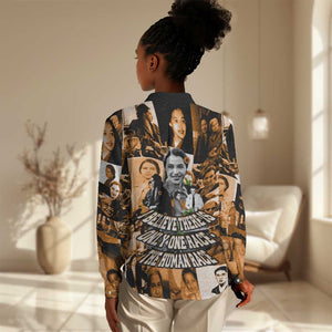 Rosa Parks Women Casual Shirt Sepia Collage Design Civil Rights Icon I Believe There Is Only One Race Quote - African Pride