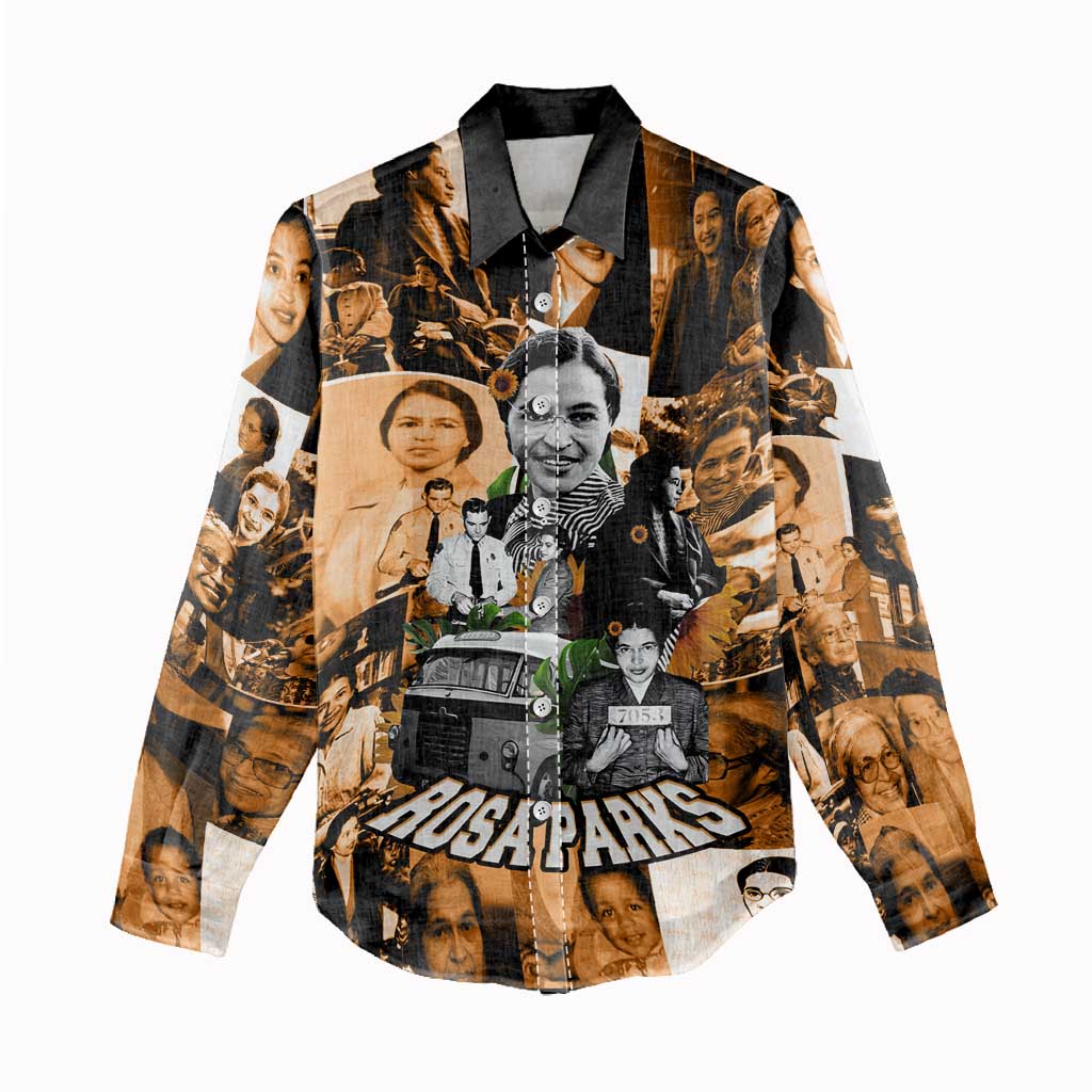 Rosa Parks Women Casual Shirt Sepia Collage Design Civil Rights Icon I Believe There Is Only One Race Quote - African Pride