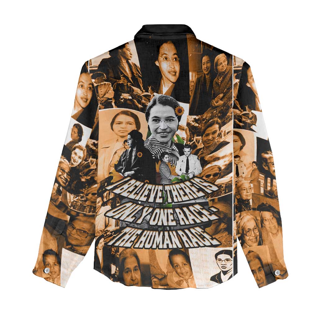 Rosa Parks Women Casual Shirt Sepia Collage Design Civil Rights Icon I Believe There Is Only One Race Quote - African Pride