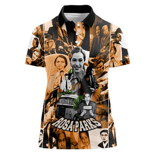 Rosa Parks Women Polo Shirt Sepia Collage Design Civil Rights Icon I Believe There Is Only One Race Quote TS04