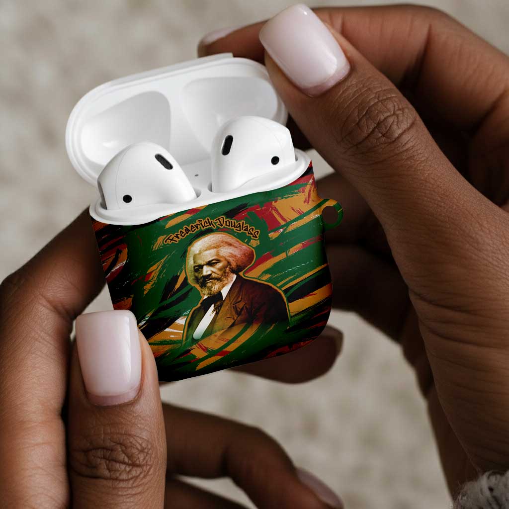 Frederick Douglass AirPods Case Green Abstract Design Civil Rights Leader Quote on Race and Humanity - African Pride