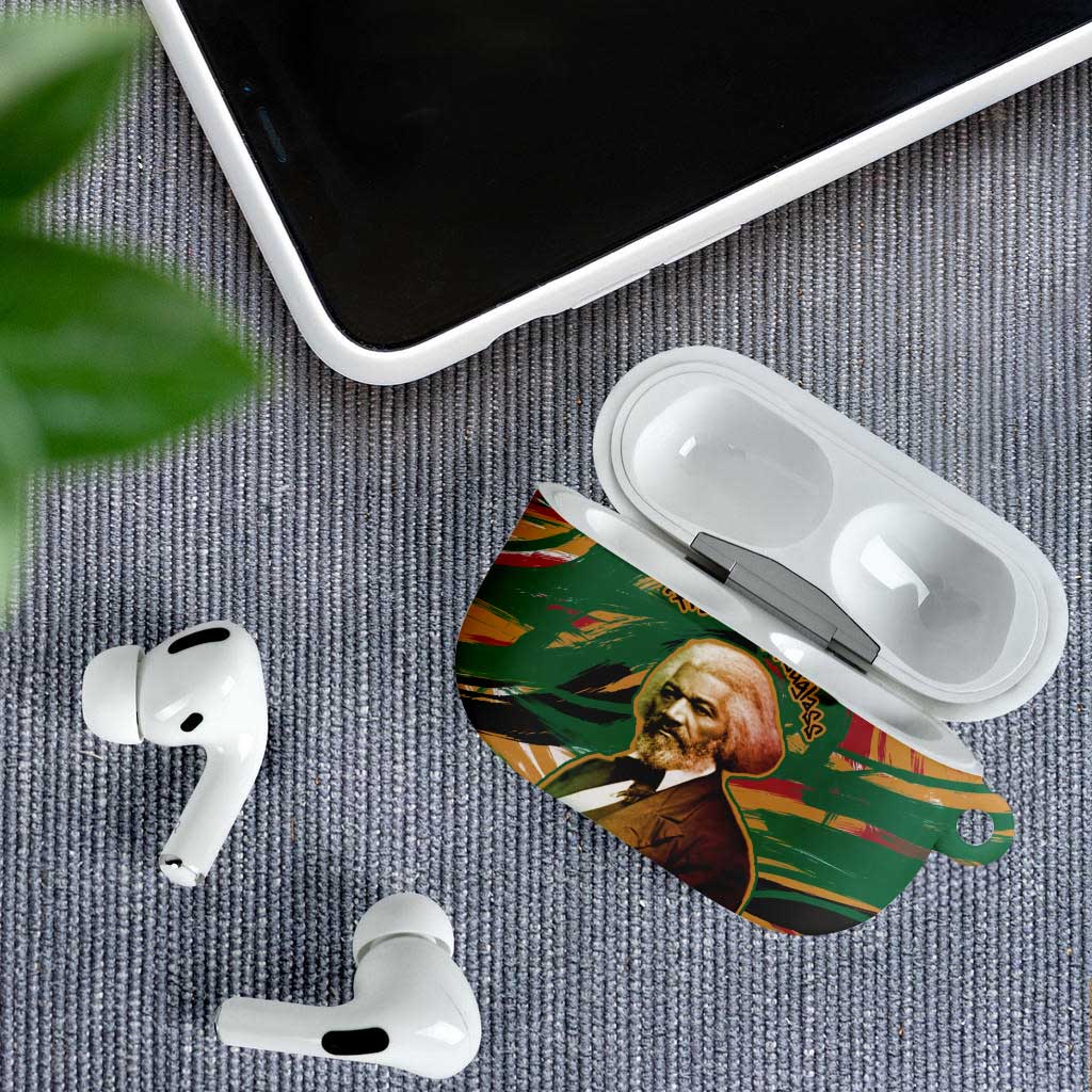 Frederick Douglass AirPods Case Green Abstract Design Civil Rights Leader Quote on Race and Humanity - African Pride