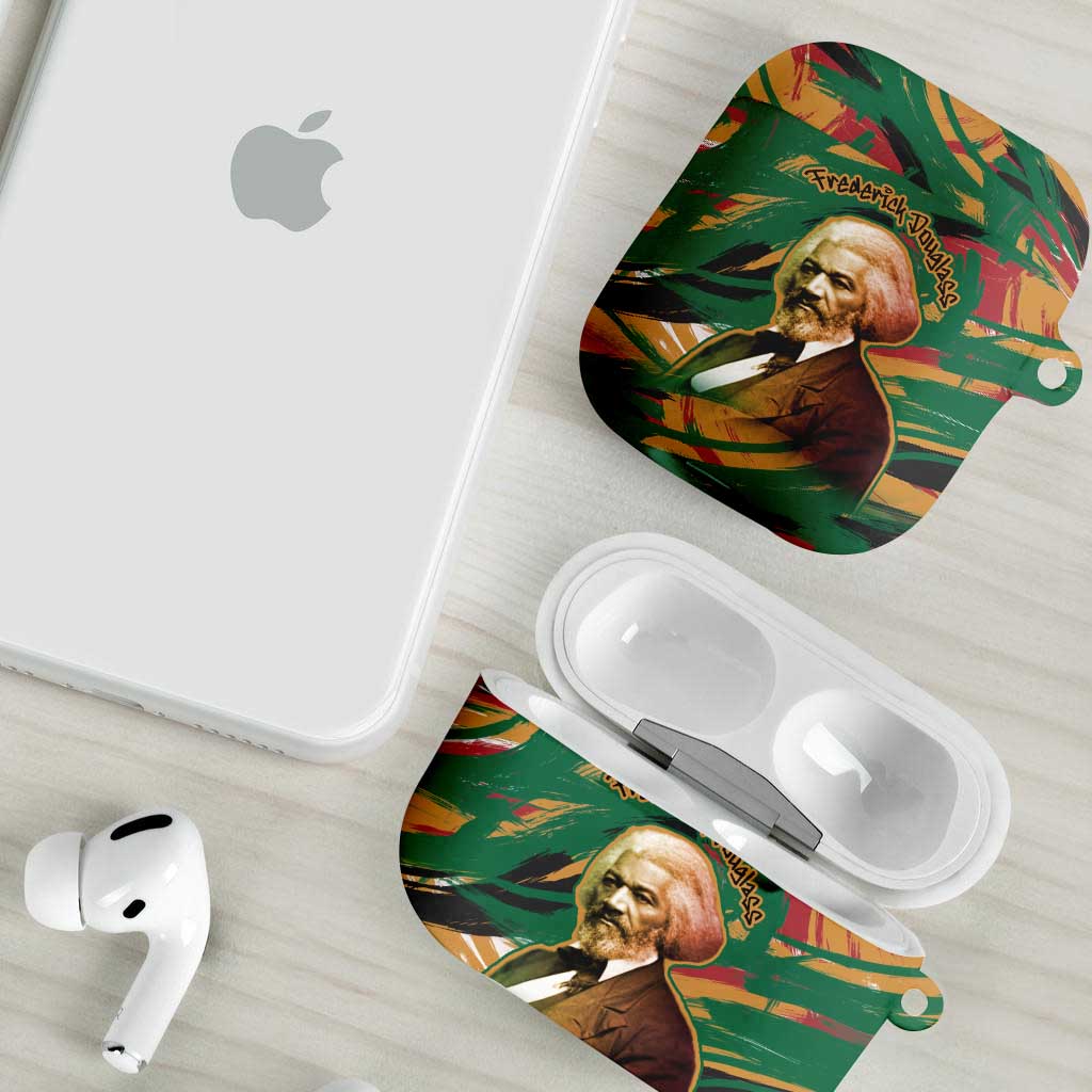 Frederick Douglass AirPods Case Green Abstract Design Civil Rights Leader Quote on Race and Humanity - African Pride