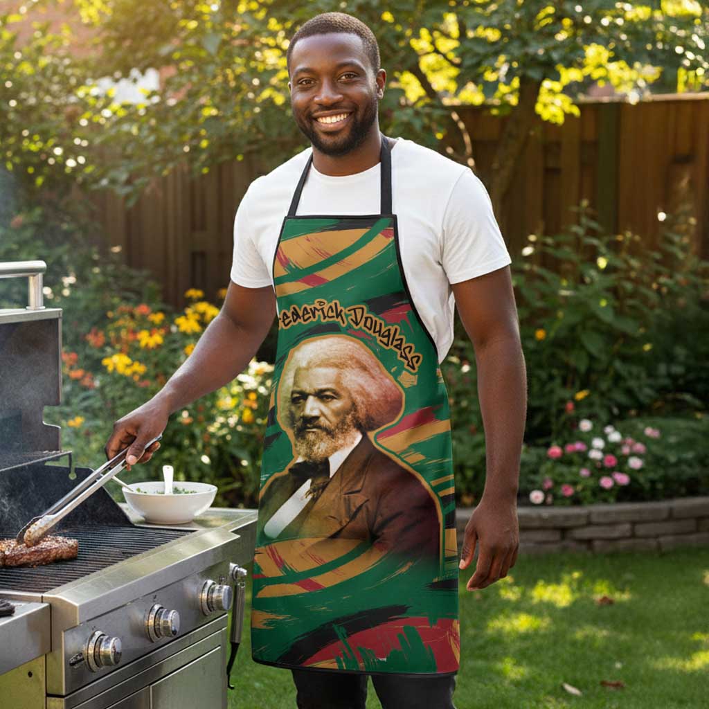 Frederick Douglass Apron Green Abstract Design Civil Rights Leader Quote on Race and Humanity - African Pride