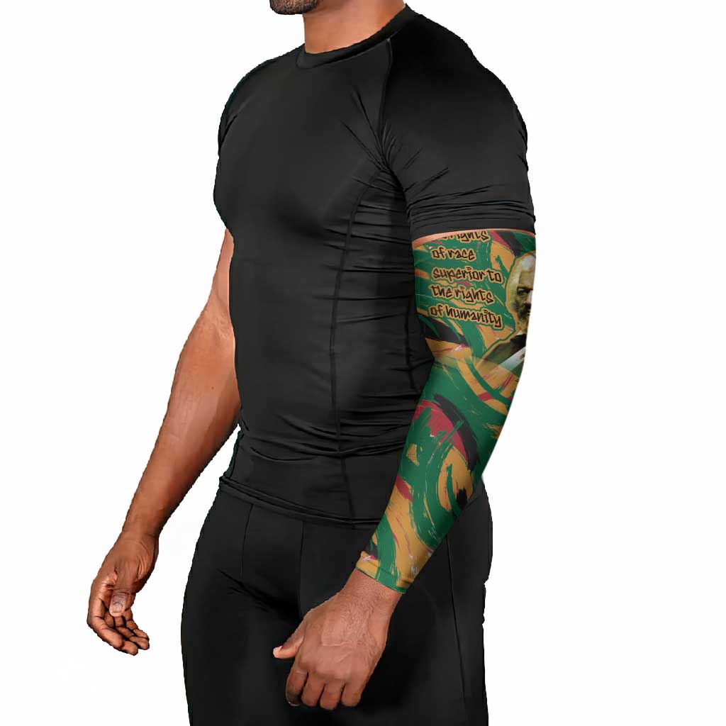 Frederick Douglass Arm Sleeves Green Abstract Design Civil Rights Leader Quote on Race and Humanity - African Pride