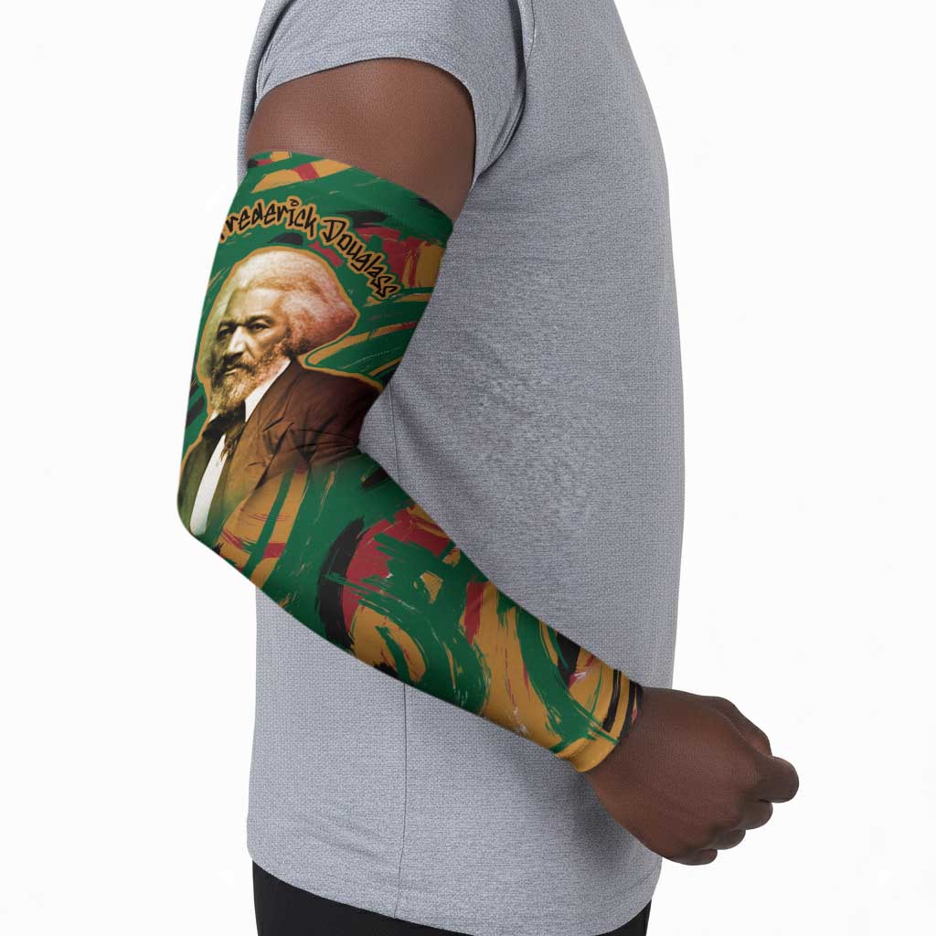 Frederick Douglass Arm Sleeves Green Abstract Design Civil Rights Leader Quote on Race and Humanity - African Pride