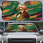 Frederick Douglass Auto Sun Shade Green Abstract Design Civil Rights Leader Quote on Race and Humanity - African Pride
