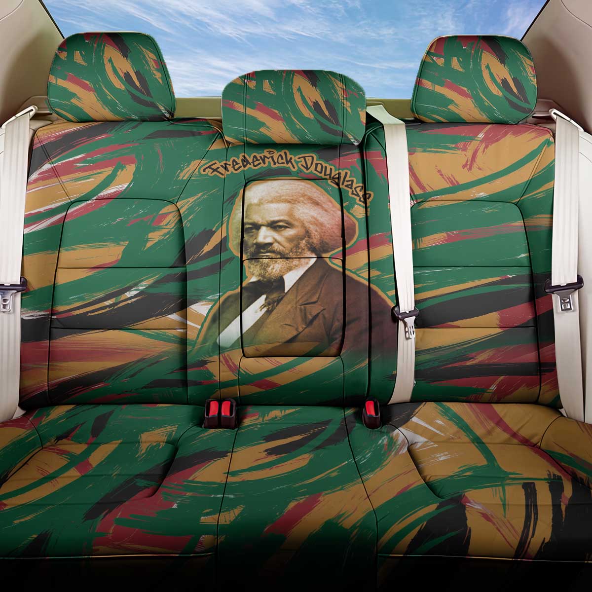 Frederick Douglass Back Car Seat Cover Green Abstract Design Civil Rights Leader Quote on Race and Humanity - African Pride