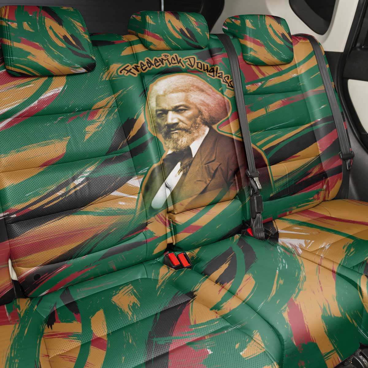 Frederick Douglass Back Car Seat Cover Green Abstract Design Civil Rights Leader Quote on Race and Humanity - African Pride