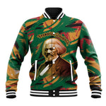 Frederick Douglass Baseball Jacket Green Abstract Design Civil Rights Leader Quote on Race and Humanity - African Pride