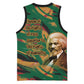 Frederick Douglass Basketball Jersey Green Abstract Design Civil Rights Leader Quote on Race and Humanity - African Pride