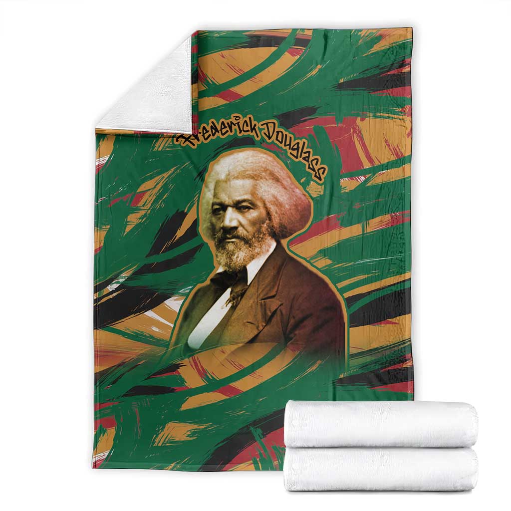 Frederick Douglass Blanket Green Abstract Design Civil Rights Leader Quote on Race and Humanity - African Pride