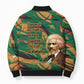 Frederick Douglass Bomber Puffer Jacket Green Abstract Design Civil Rights Leader Quote on Race and Humanity - African Pride