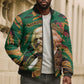 Frederick Douglass Bomber Puffer Jacket Green Abstract Design Civil Rights Leader Quote on Race and Humanity - African Pride