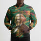 Frederick Douglass Bomber Puffer Jacket Green Abstract Design Civil Rights Leader Quote on Race and Humanity - African Pride