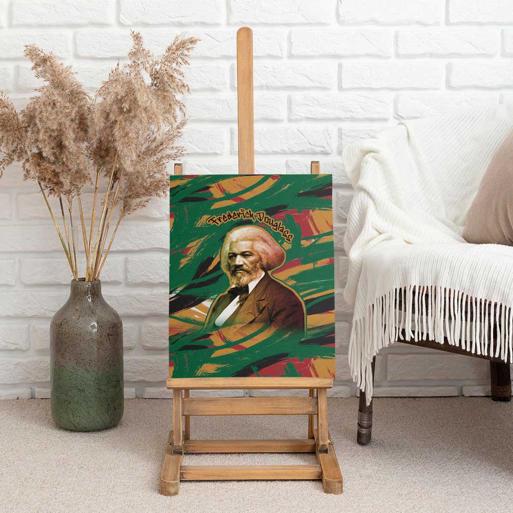 Frederick Douglass Canvas Wall Art Green Abstract Design Civil Rights Leader Quote on Race and Humanity - African Pride