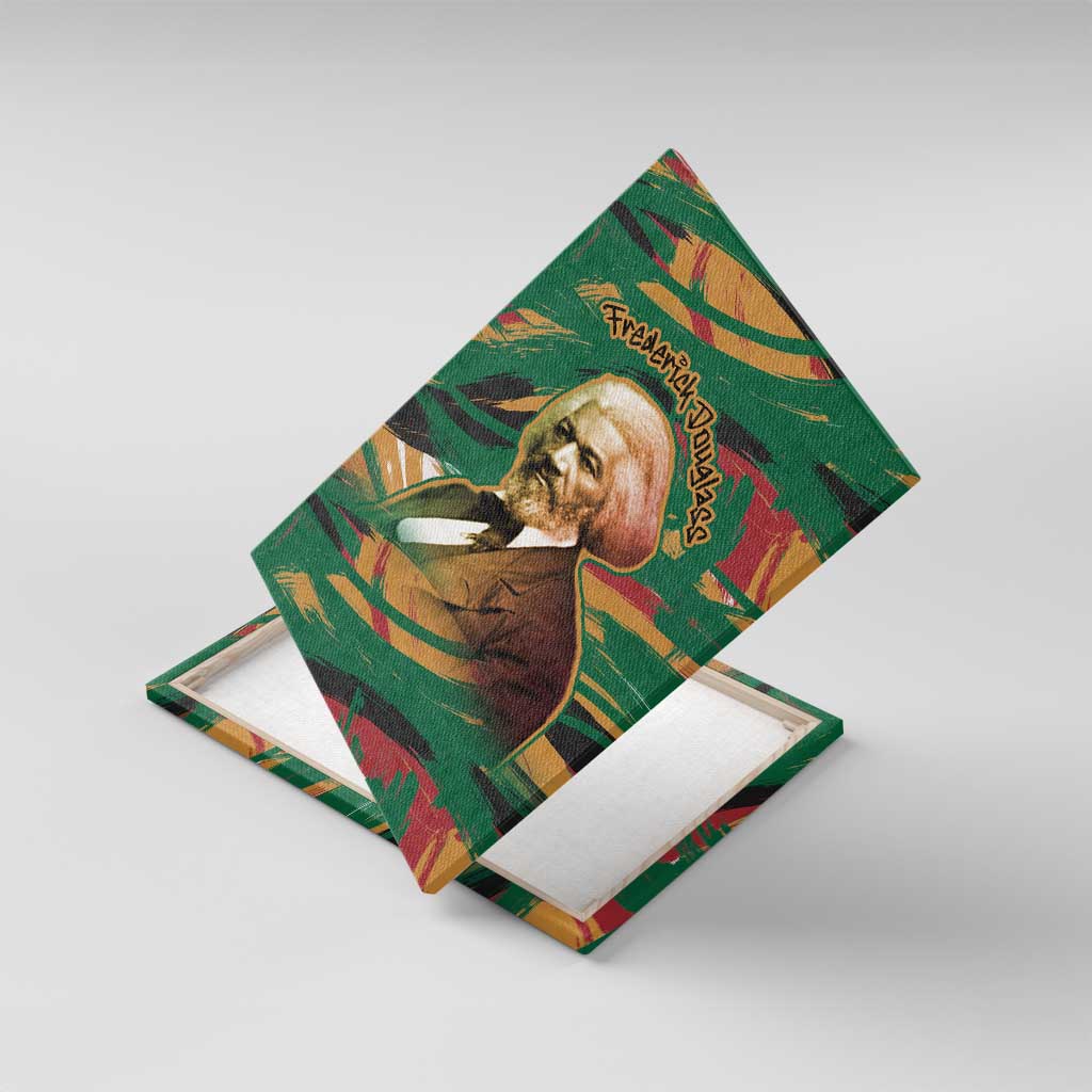 Frederick Douglass Canvas Wall Art Green Abstract Design Civil Rights Leader Quote on Race and Humanity - African Pride