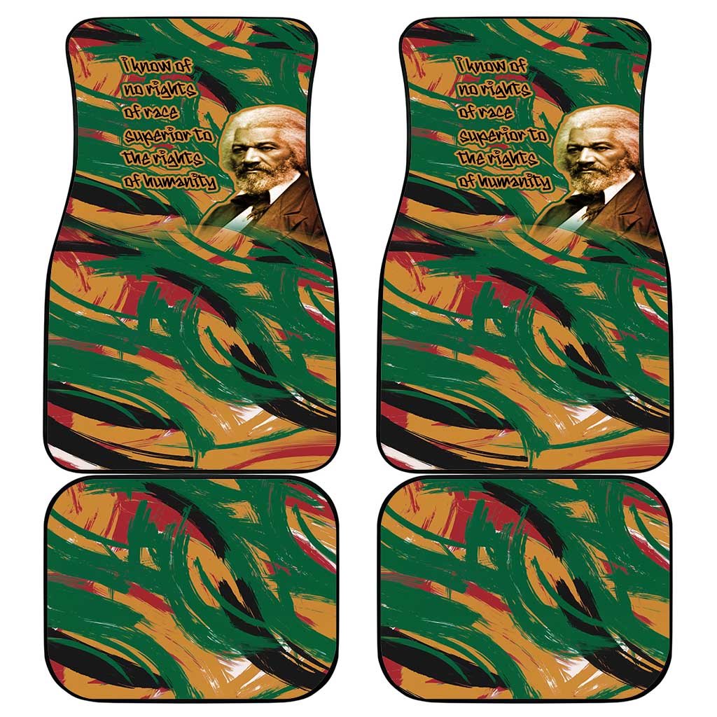 Frederick Douglass Car Mats Green Abstract Design Civil Rights Leader Quote on Race and Humanity - African Pride