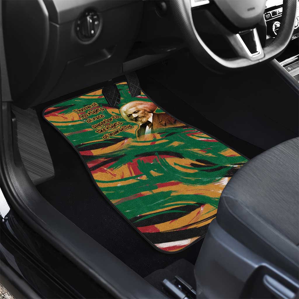 Frederick Douglass Car Mats Green Abstract Design Civil Rights Leader Quote on Race and Humanity - African Pride