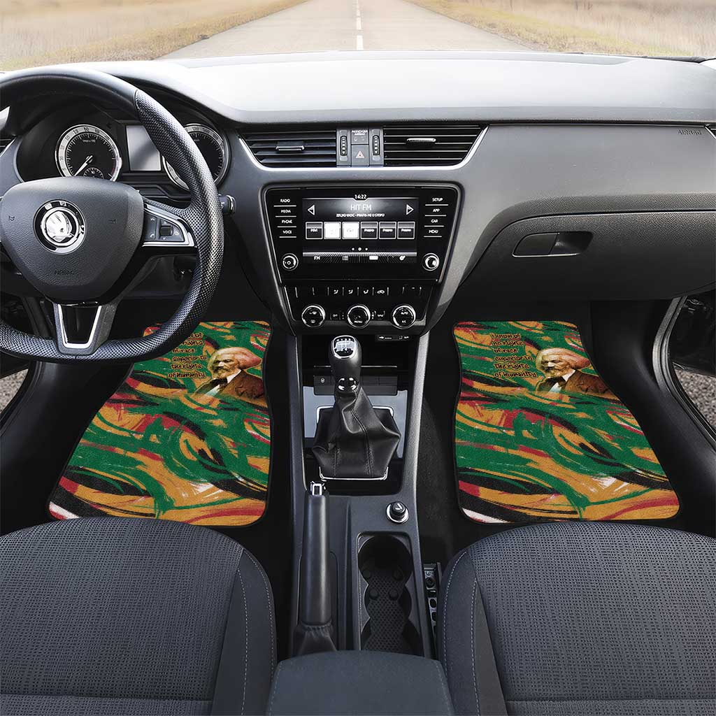 Frederick Douglass Car Mats Green Abstract Design Civil Rights Leader Quote on Race and Humanity - African Pride