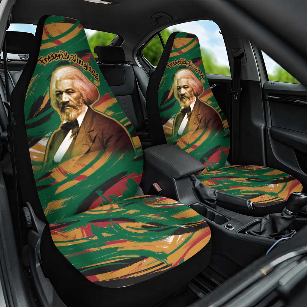 Frederick Douglass Car Seat Cover Green Abstract Design Civil Rights Leader Quote on Race and Humanity - African Pride