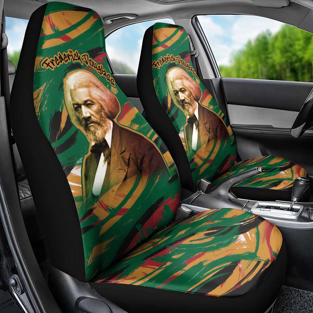 Frederick Douglass Car Seat Cover Green Abstract Design Civil Rights Leader Quote on Race and Humanity - African Pride