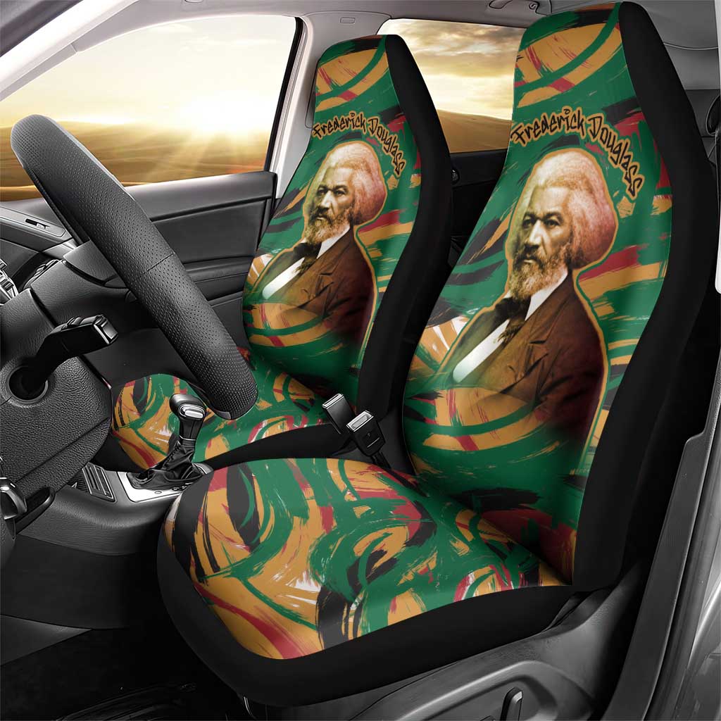 Frederick Douglass Car Seat Cover Green Abstract Design Civil Rights Leader Quote on Race and Humanity - African Pride
