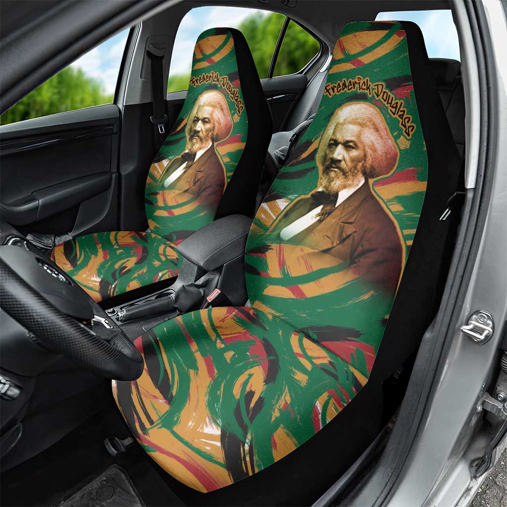 Frederick Douglass Car Seat Cover Green Abstract Design Civil Rights Leader Quote on Race and Humanity - African Pride