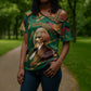 Frederick Douglass Cross Shoulder Shirt Green Abstract Design Civil Rights Leader Quote on Race and Humanity - African Pride