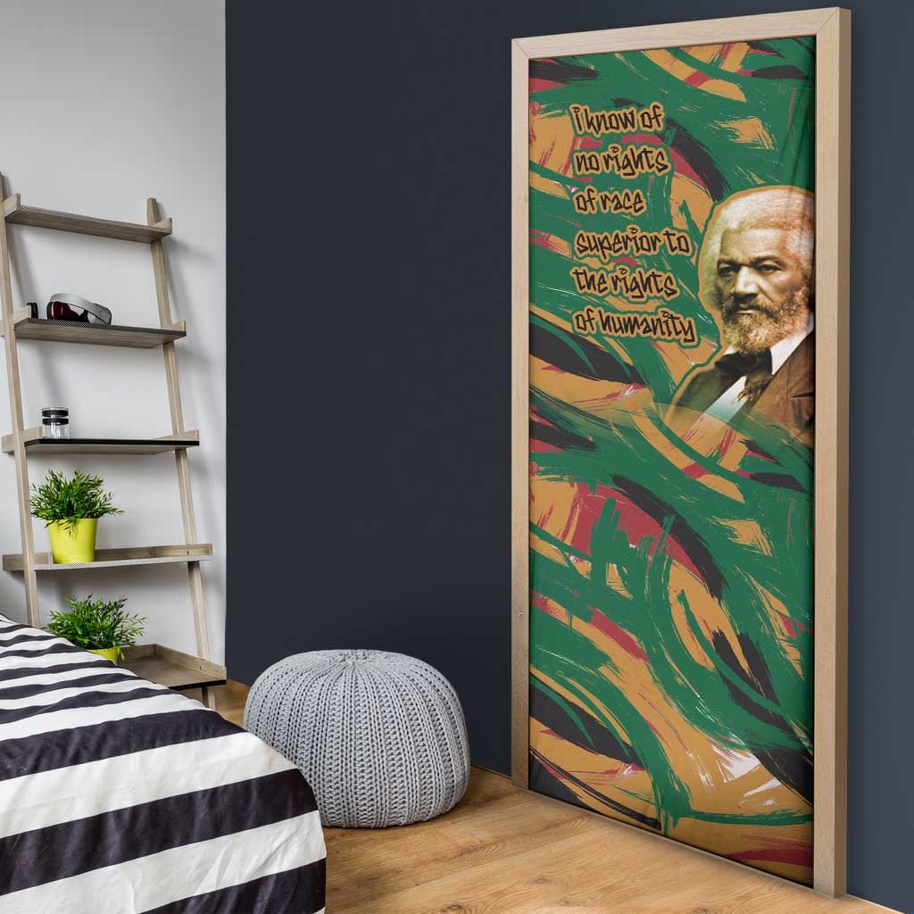 Frederick Douglass Door Cover Green Abstract Design Civil Rights Leader Quote on Race and Humanity - African Pride
